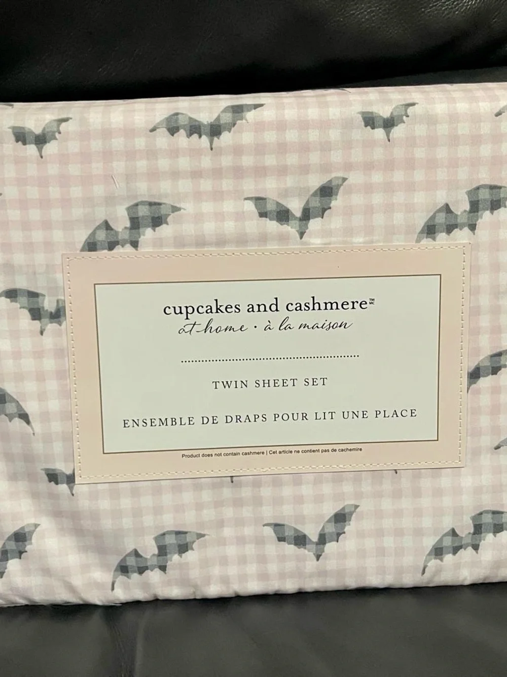 Halloween Cupcakes and Cashmere Gingham Bat Picnic Twin Sheet Set